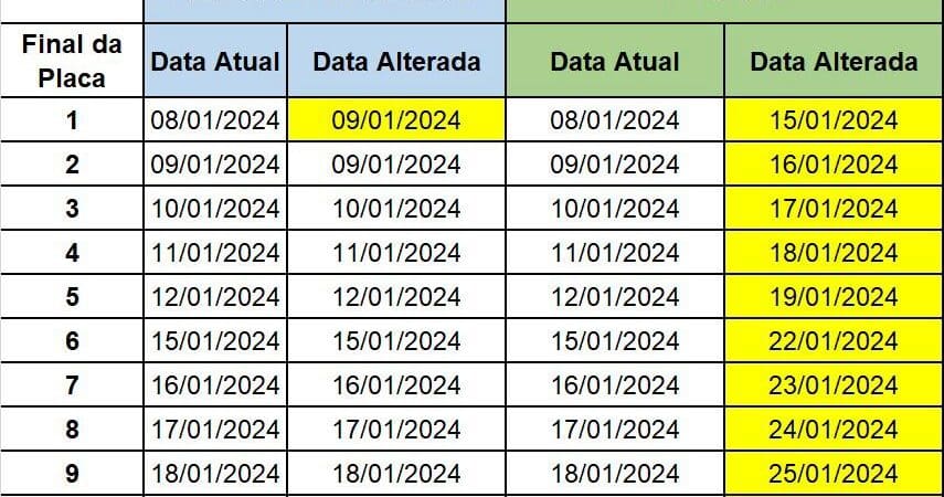 Imagem com as datas do calendário 2024 no estado de Goiás
