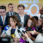 Imagem Gracinha Caiado em coletiva de imprensa