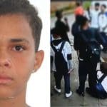 Imagem Nicolas e alunos na porta da escola