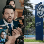 Imagem prefeito Márcio Corrêa e ao lado sede da Saneago