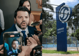 Imagem prefeito Márcio Corrêa e ao lado sede da Saneago