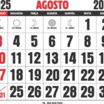 Imagem calendário do mês de agosto de 2025