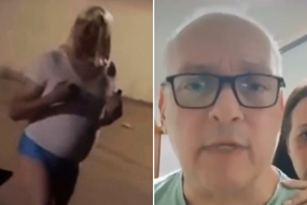 Imagem Pastor Eduardo Costa, de calcinha e peruca e outra sem peruca e de oculos