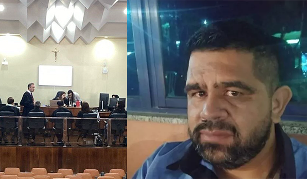 Imagem Montagem Julgamento Tribunal do Júri e Motorista que morreu queimado