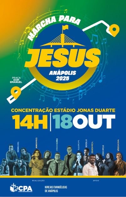 Imagem arte Marcha Para Jesus em Anápolis 2025