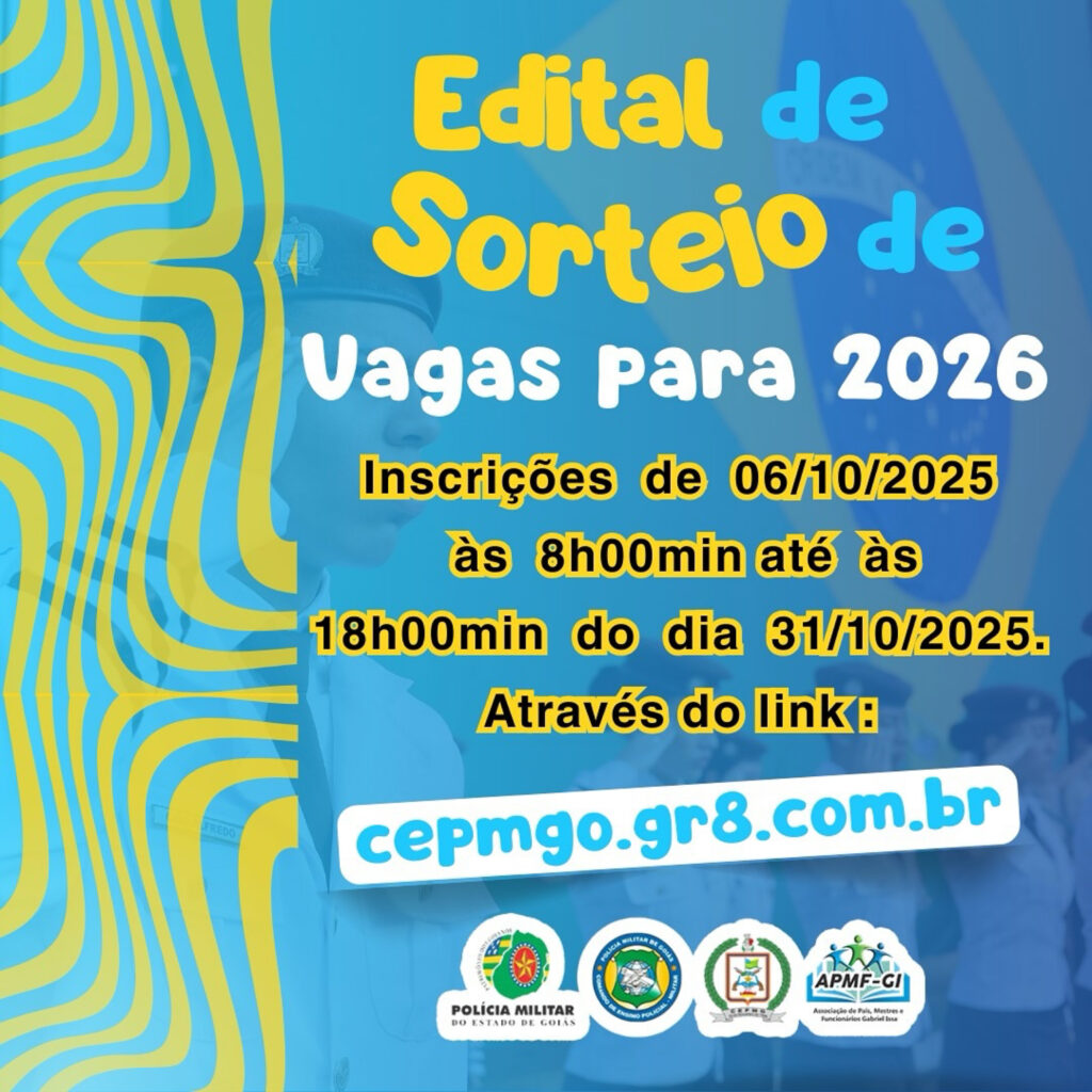 Imagem arte SORTEIO VAGAS COLÉGIO MILITAR