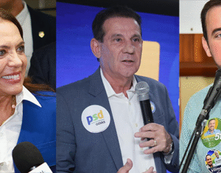 Imagem Gracinha Caiado, Vanderlan Cardoso e Gustavo Mendanha