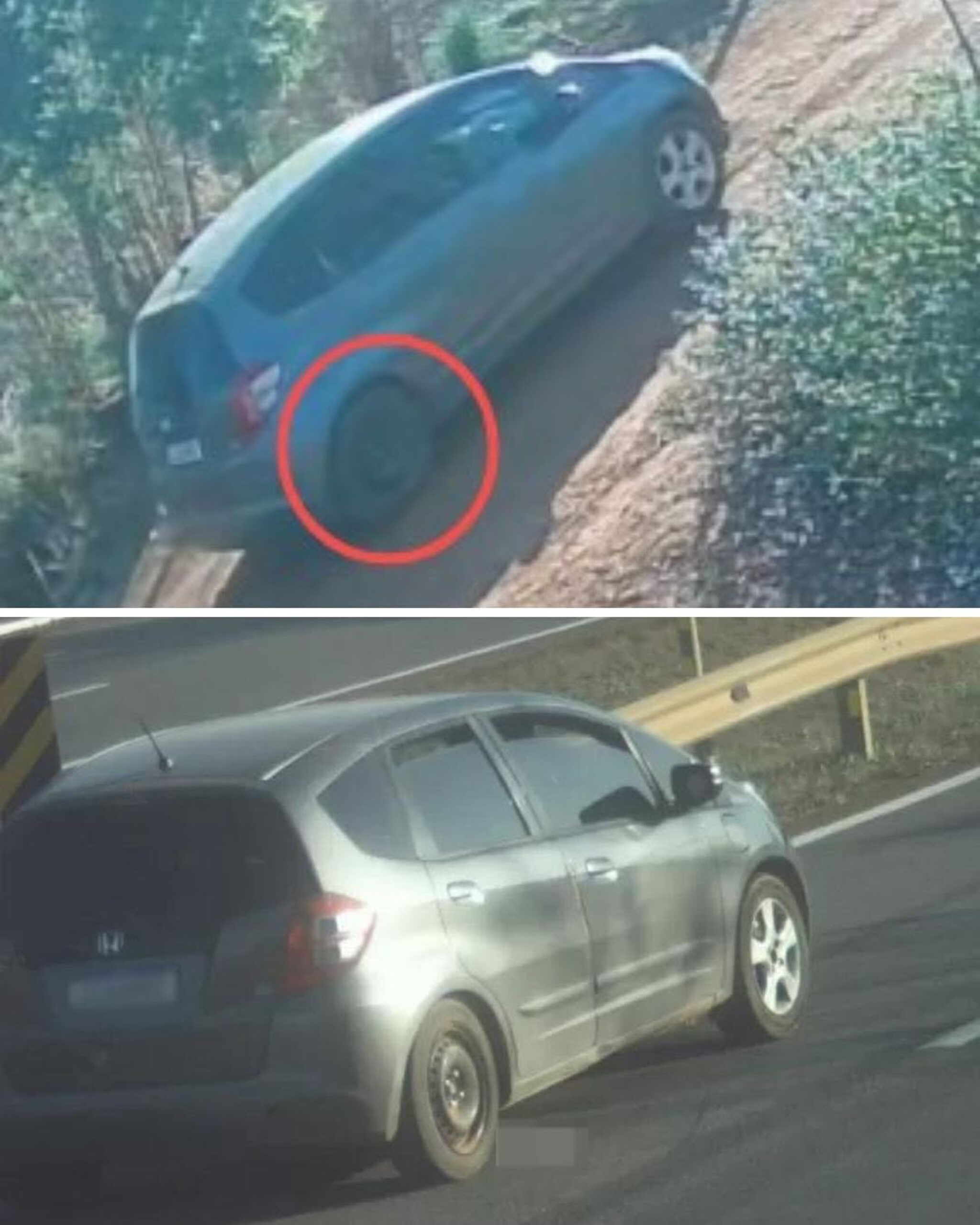 Imagem montagem de uma mesmo carro em dois lugares diferentes