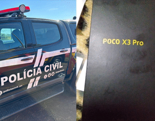 Imagem Viatura Polícia Civil e aparelho celular