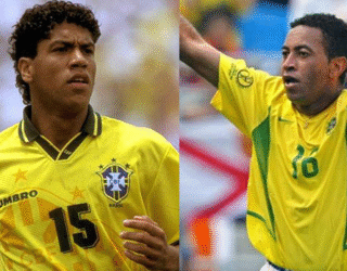 Imagem dois jogares com a camisa da seleção brasileira