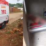 Imagem ambulância e outra desfocada com pessoas na cama