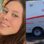 Imagem moça sorridente e ambulância branca