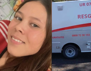 Imagem moça sorridente e ambulância branca