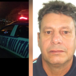 Imagem viatura PM ao lado homem