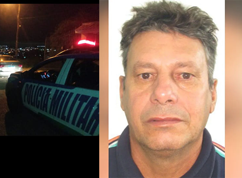 Imagem viatura PM ao lado homem