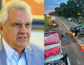 Imagem homem sério ao lado imagem acidente em rodovia