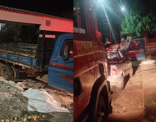 Imagem caminhão destruiu moro de casa