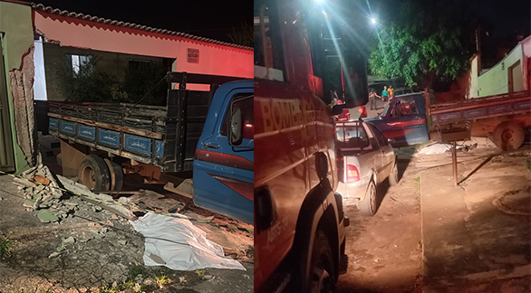 Imagem caminhão destruiu moro de casa