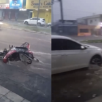 Imagem chuvas forte correndo na rua