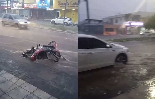 Imagem chuvas forte correndo na rua
