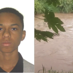 Imagem jovem serio ao lado córrego de rio