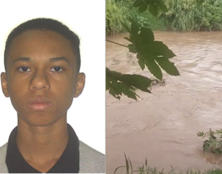 Imagem jovem serio ao lado córrego de rio