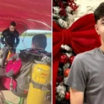 Imagem bombeiros dentro de barco ao lado jovem sorridente