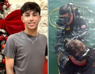 Imagem jovem sorrindo ao lado mergulhadores em um lago