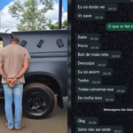 Imagem homem de costas algemado ao lado mensagem de aplicativo