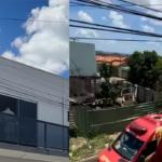 Imagem varanda sobrado e viatura bombeiros