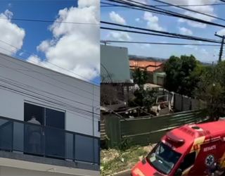 Imagem varanda sobrado e viatura bombeiros