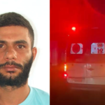 Imagem homem de barba ao lado viatura samu