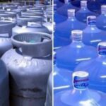 Imagem botijões de gás de cozinha e galões de água mineral