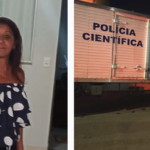 Imagem mulher vestido preto com detalhes em banco