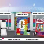 Interface do app FIFA Panini Collection permite visualizar o progresso da coleção e abrir pacotes de forma imersiva. Foto: Reprodução/Panini e Coca Cola