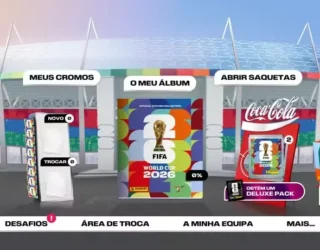Interface do app FIFA Panini Collection permite visualizar o progresso da coleção e abrir pacotes de forma imersiva. Foto: Reprodução/Panini e Coca Cola