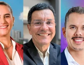 Chapa que se elegeu pela federação tem os vereadores do PT: Kátia, Edward e Fabrício - Fotomontagem Divulgação