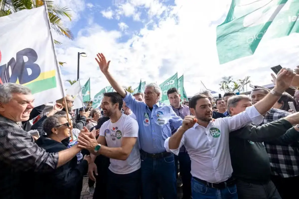 Caiado, ao centro, foi anunciado como candidato apoiado pelo MDB gaúcho - Foto reprodução redes sociais